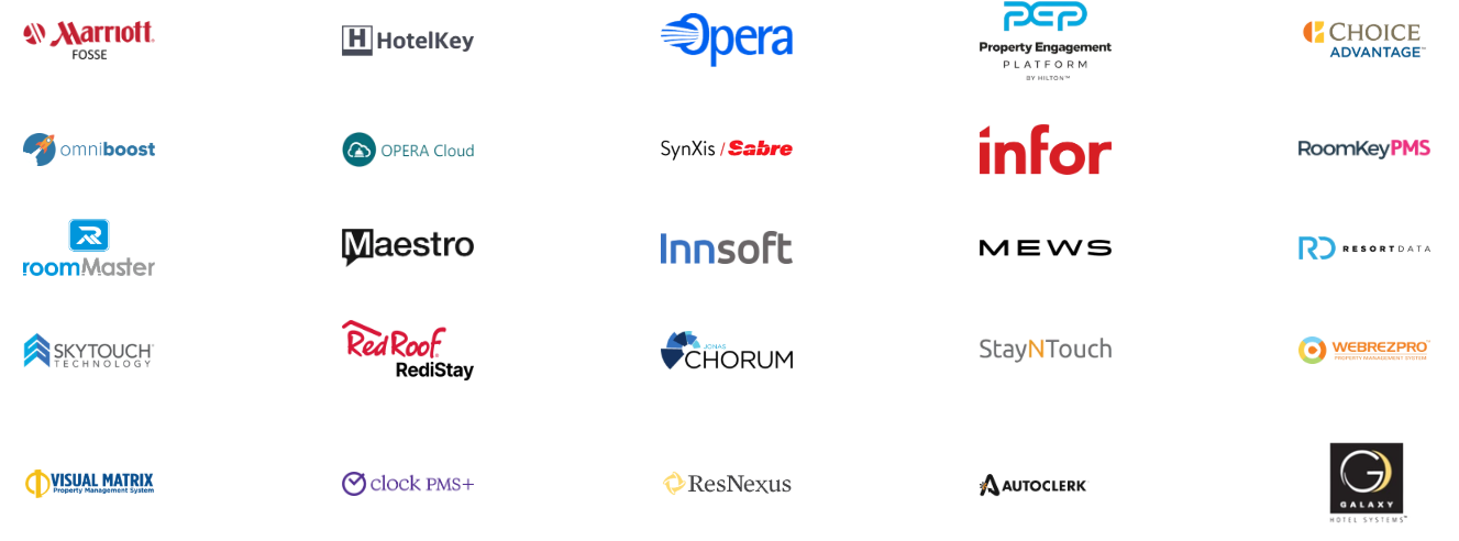 Supported PMS and hospitality technology partners